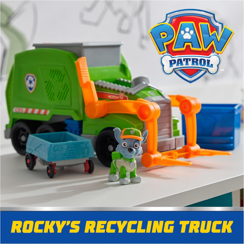 Щенячий патруль сміттєвоз з фігуркою Роккі PAW Patrol Crush N Roll Recycling Truck with Rocky