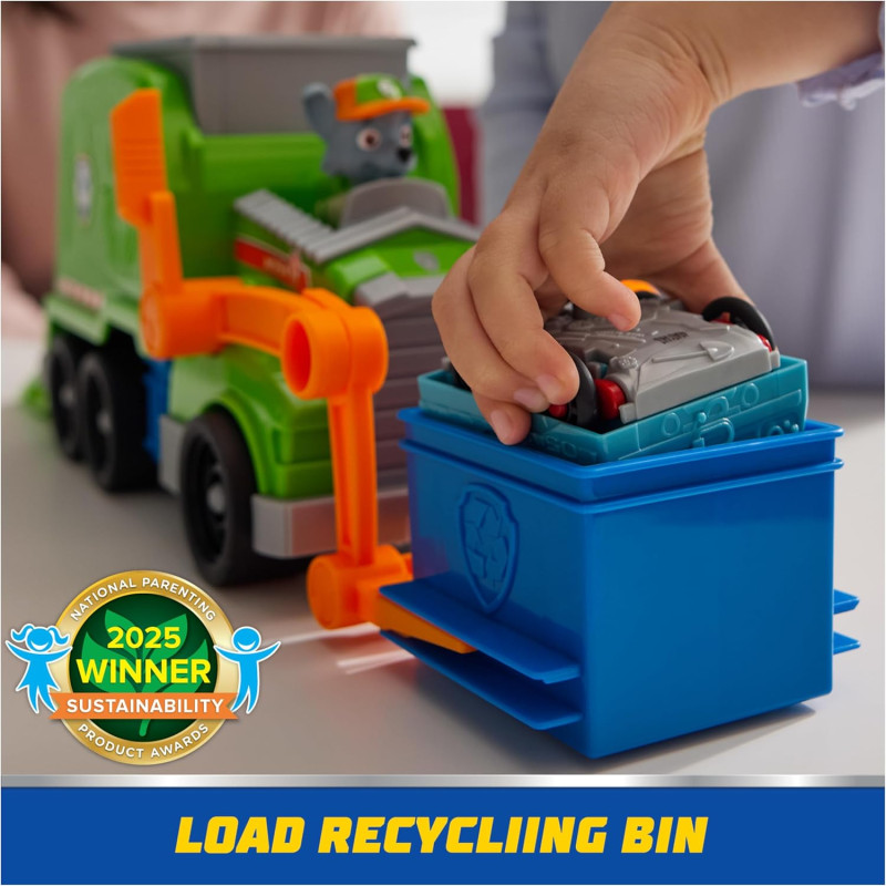 Щенячий патруль сміттєвоз з фігуркою Роккі PAW Patrol Crush N Roll Recycling Truck with Rocky