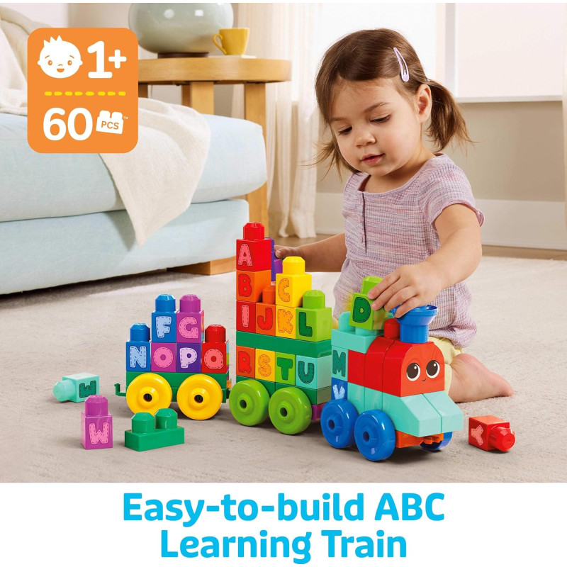 Розвиваюча іграшка конструктор Паравозик MEGA BLOKS First Builders ABC Learning Train DXH35