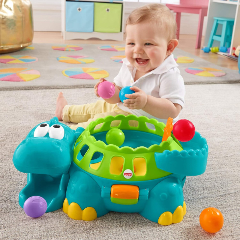 Розвиваюча музична іграшка Динозавр Fisher Price Baby Crawling  Poppity Pop Musical Dino Ball Popper