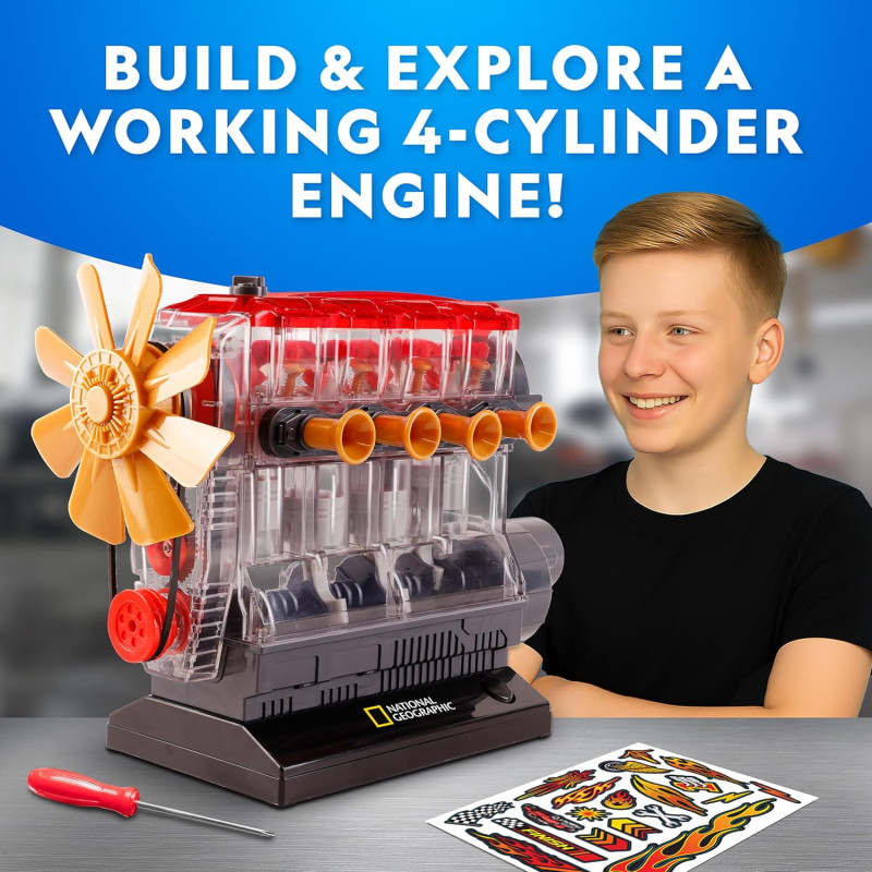 Набір STEM Конструктор двигун National Geographic 4 Cylinder Engine Building Kit 175