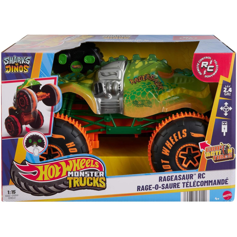 Машинка на дистанційному управлінні Хот Вілс Рагеазавр Hot Wheels Monster Trucks RC Vehicle 1 15 Rageasaur JBH03