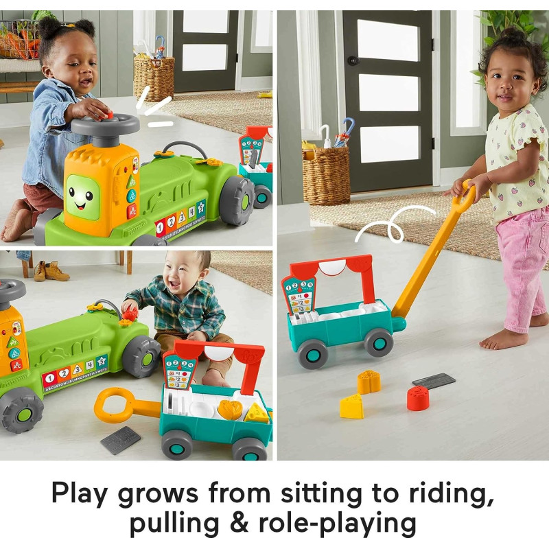 Дитячий трактор 4 в 1 Фішер Прайс Fisher-Price Laugh & Learn 4-in-1 Farm to Market Tractor