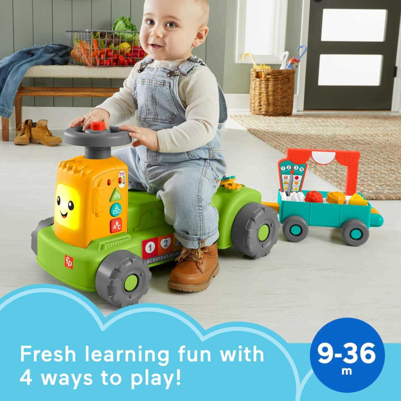 Дитячий трактор 4 в 1 Фішер Прайс Fisher-Price Laugh & Learn 4-in-1 Farm to Market Tractor