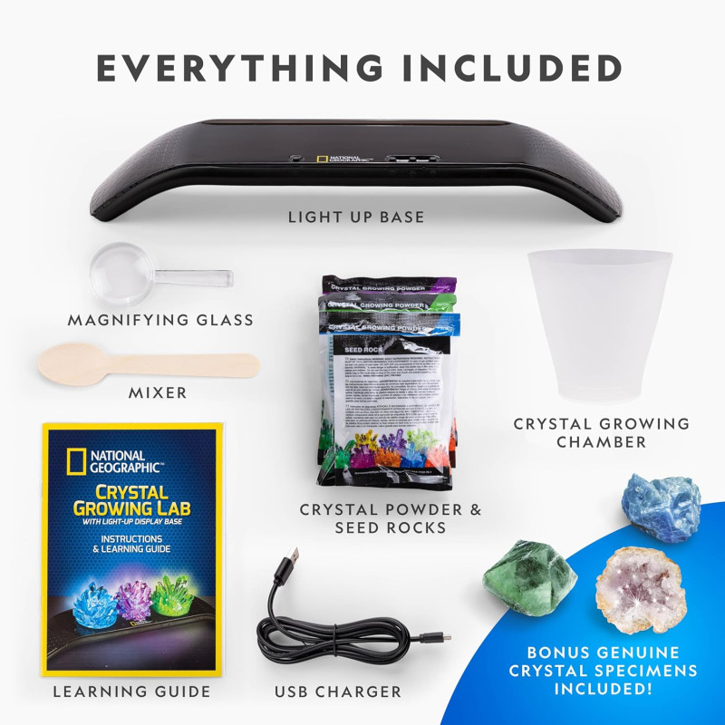 Набір STEM  для вирощування кристалів National Geographic Crystal Growing Kit 3 Vibrant Colored Crystals