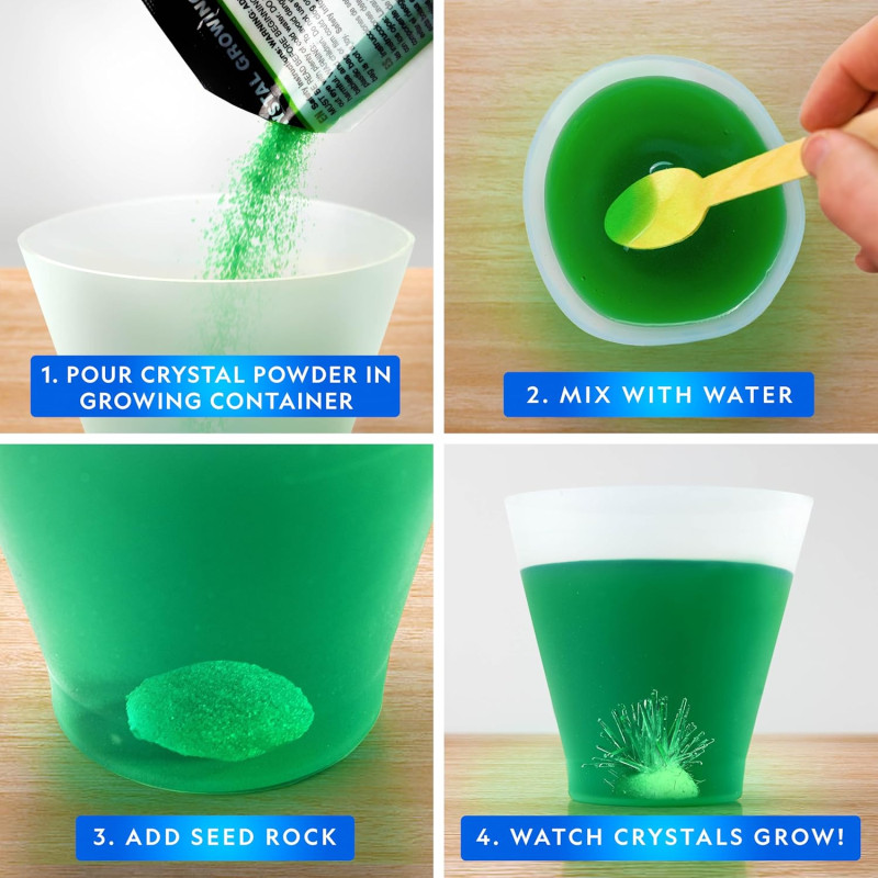 Набір STEM  для вирощування кристалів National Geographic Crystal Growing Kit 3 Vibrant Colored Crystals