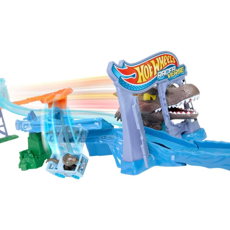 Набір для гонок іграшкових машинок Hot Wheels RacerVerse Jurassic World Crash Splash JFP32