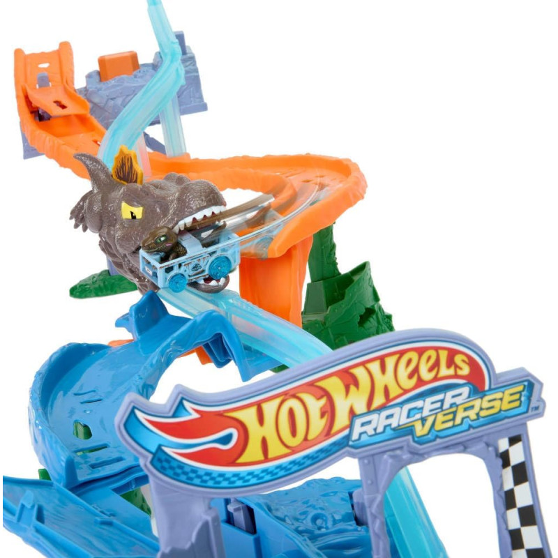 Набір для гонок іграшкових машинок Hot Wheels RacerVerse Jurassic World Crash Splash JFP32