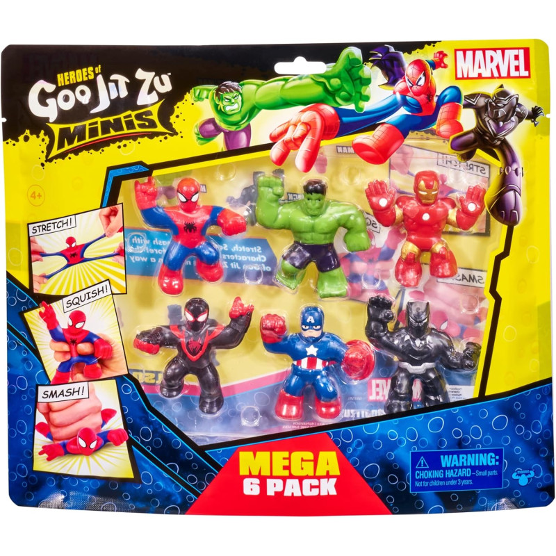 Ігровий набір фігурок тягучок Heroes of Goo Jit Zu Marvel Mega Mini 6 Pack Squishy