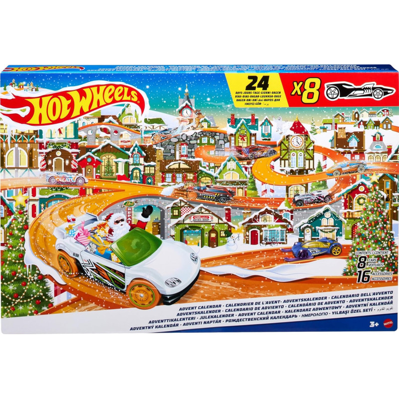 Адвент календар набір машинок Hot Wheels Advent Calendar 8 Hot Wheels Cars HKL74