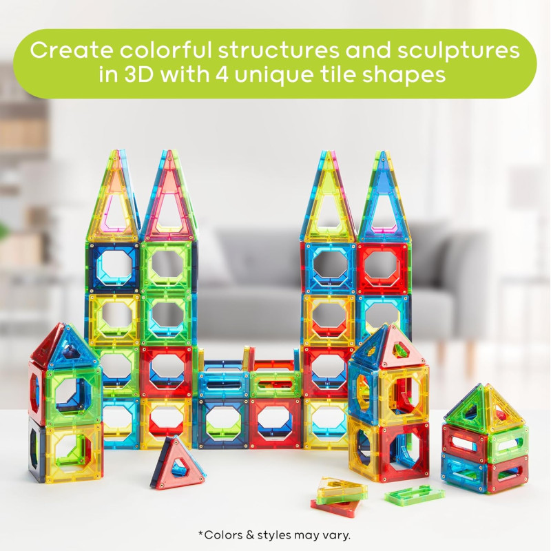 Розвиваючий набір STEM магнітних 3D плиток Discovery 100 Piece 3D Magnetic Tiles Set Educational STEM