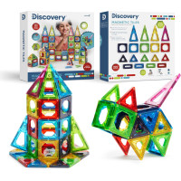 Розвиваючий набір STEM магнітних 3D плиток Discovery 100 Piece 3D Magnetic Tiles Set Educational STEM