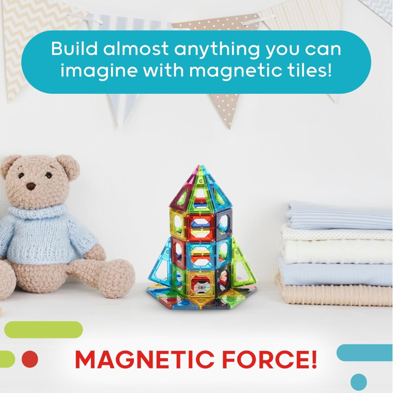 Розвиваючий набір STEM магнітних 3D плиток Discovery 100 Piece 3D Magnetic Tiles Set Educational STEM