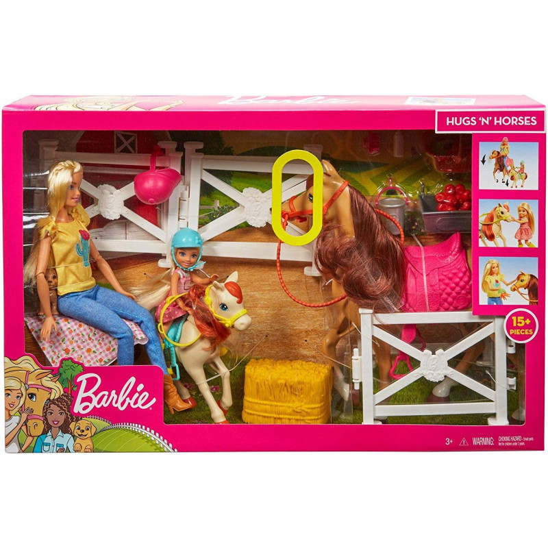 Игровой набор Барби Верховая езда и объятия Barbie Hugs N Horses Playset, Blonde