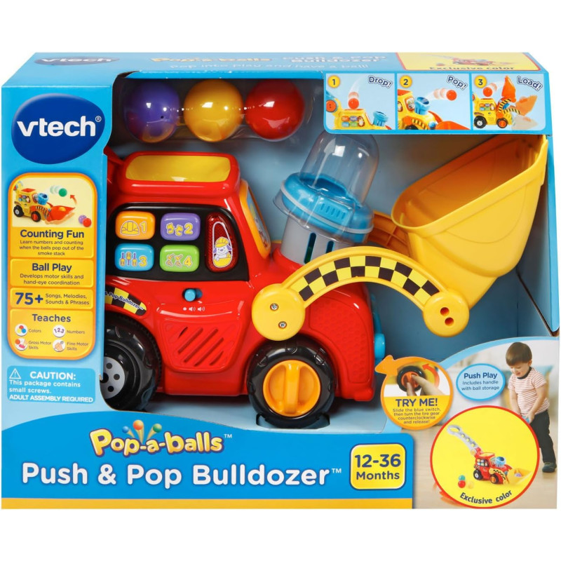 Каталка бульдозер VTech Pop a Balls Push and Pop Bulldozer Red