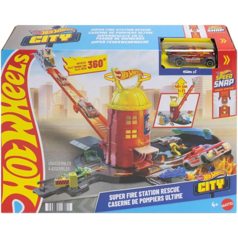 Пожежна станція траса для іграшкових машинок Hot Wheels Toy Track Set City Super Fire Station Rescue JHL95