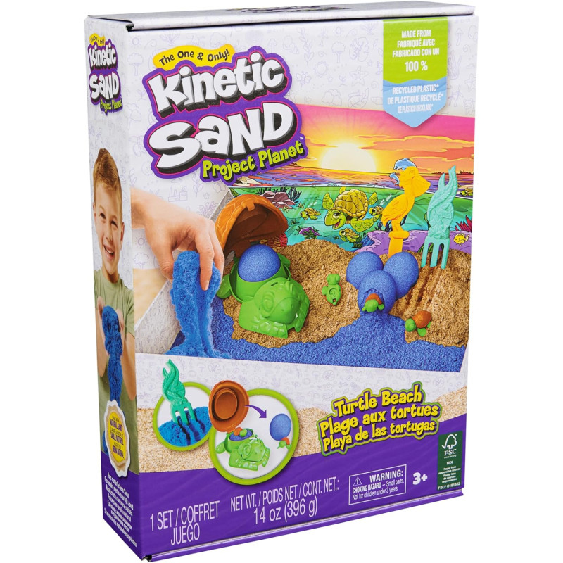 Кінетичний пісок Пляж черепашок Kinetic Sand Project Planet Turtle Beach with 14oz Play Sand Tools Molds