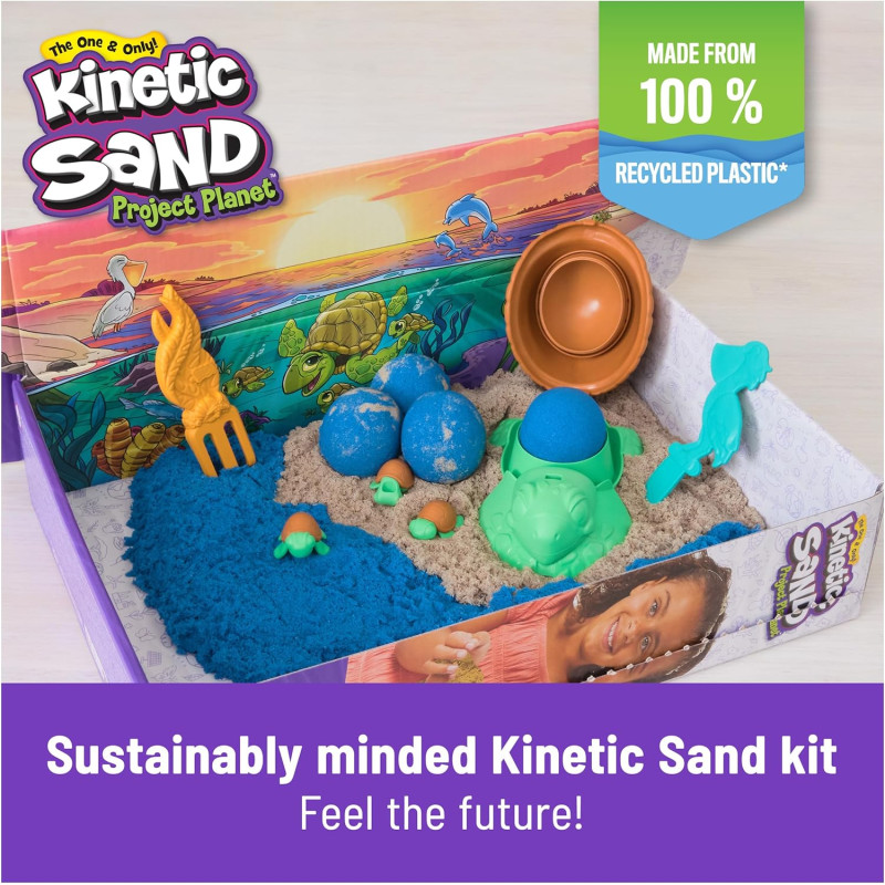 Кінетичний пісок Пляж черепашок Kinetic Sand Project Planet Turtle Beach with 14oz Play Sand Tools Molds
