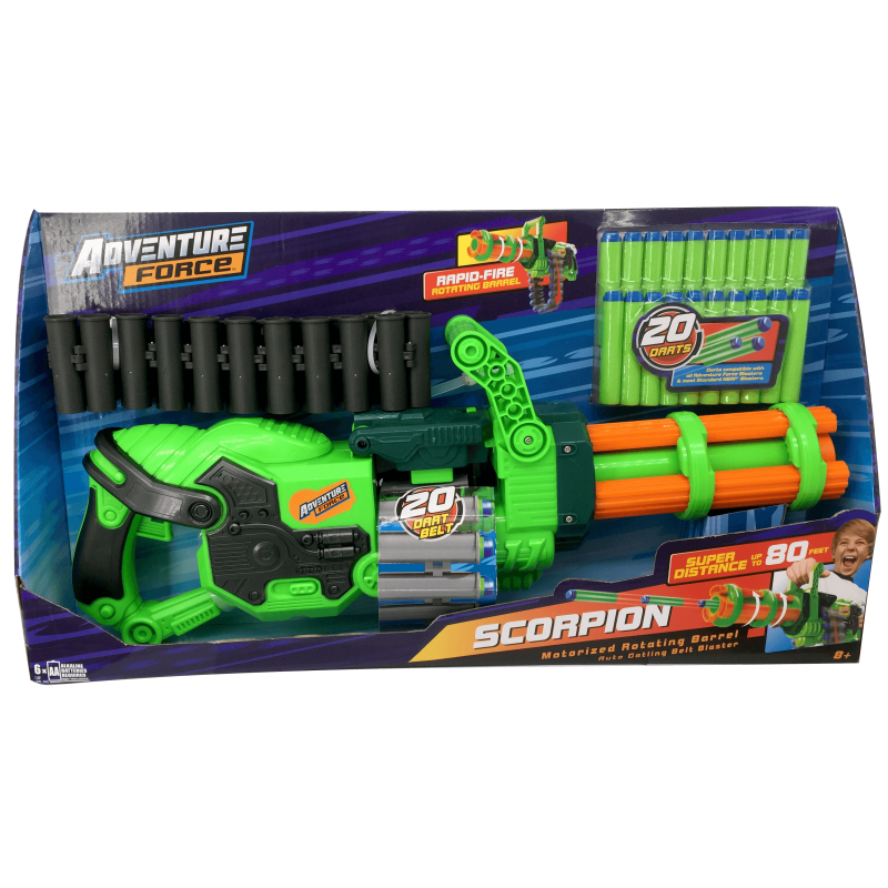 Бластер Adventure Force Scorpion Rotating Barrel Auto Gatling Dart Blaster, Compatible NERF
