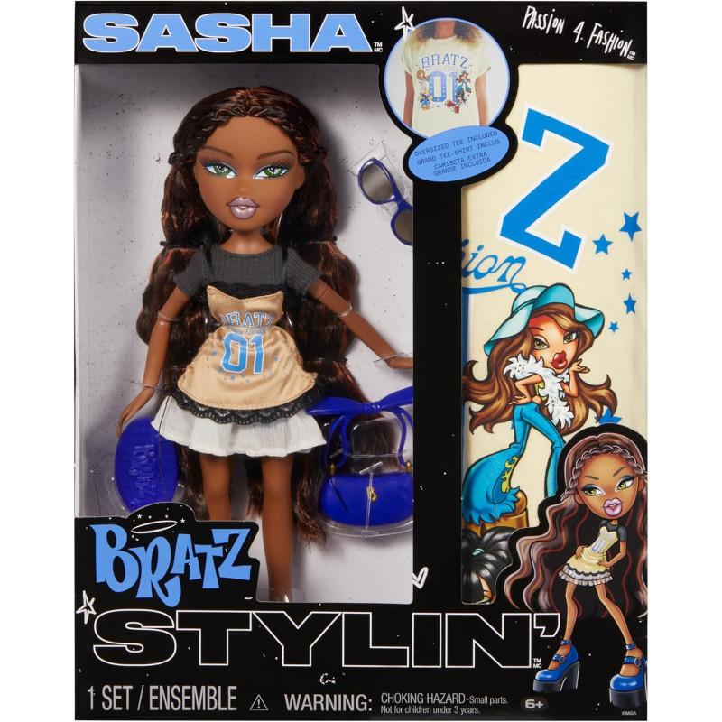 Лялька Братц Саша з футболкою Bratz Stylin Sasha Fashion Doll with Customizable T Shirt