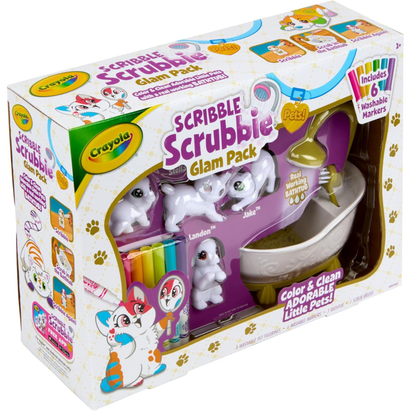 Набір для творчості Крайола Малюй і змивай з фігурками тварин Crayola Scribble Scrubbie Pets Tub Set 2.0,