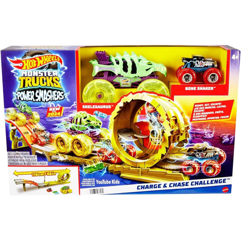 Ігровий набір машинок Hot Wheels Monster Trucks Oversized Skelesaurus Bone Shake HYT07