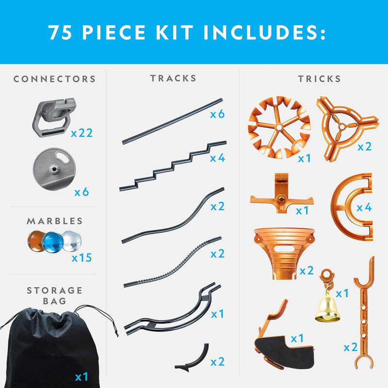 Науковий STEM набір Магнітна траса National Geographic Magnetic Marble Run 75 Piece STEM Building