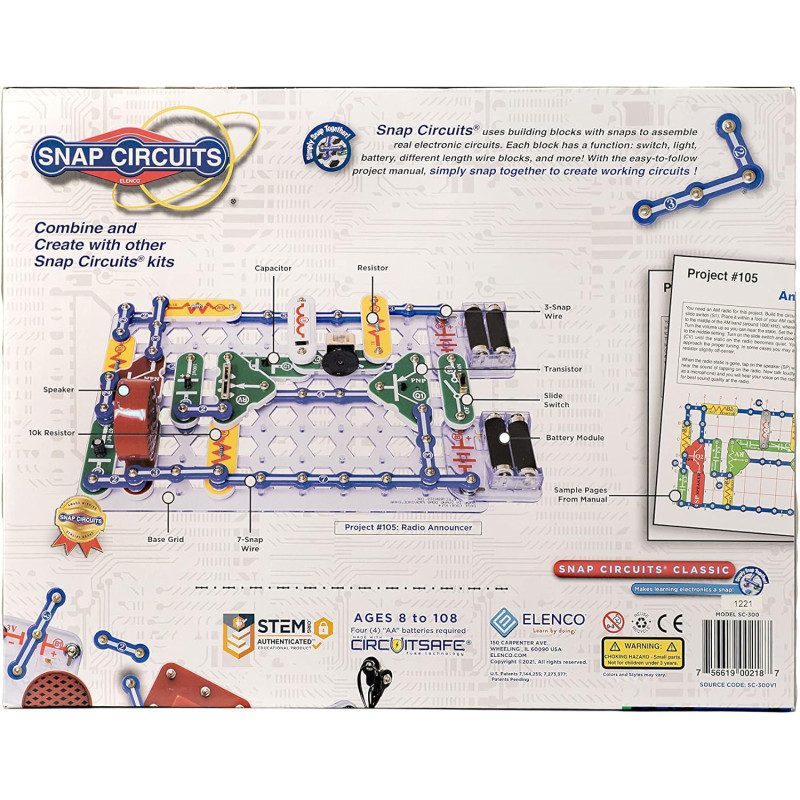 Набір STEM електричний конструктор Snap Circuits Classic SC 300 Electronics Exploration Kit STEM Educational