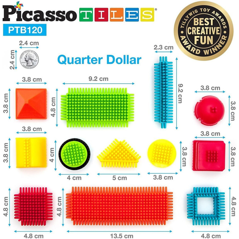 Навчальна іграшка Конструктор PicassoTiles 120pcs Hedgehog Interlocking Building Blocks