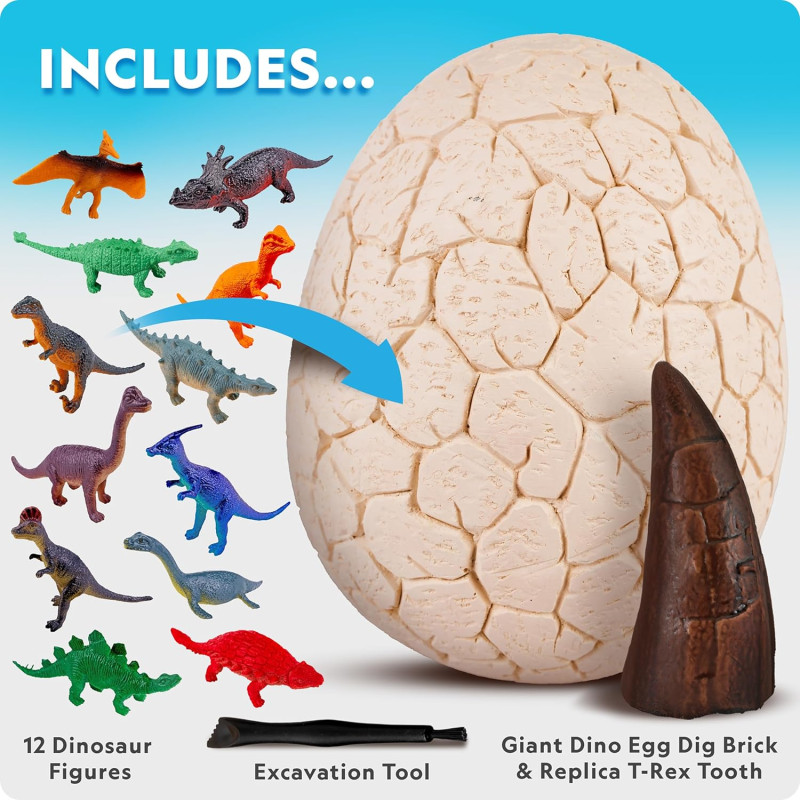 Ігровий набір STEM Розкопки динозавра National Geographic Jumbo Dinosaur Egg Dig Kit  Excavate 12 Figures