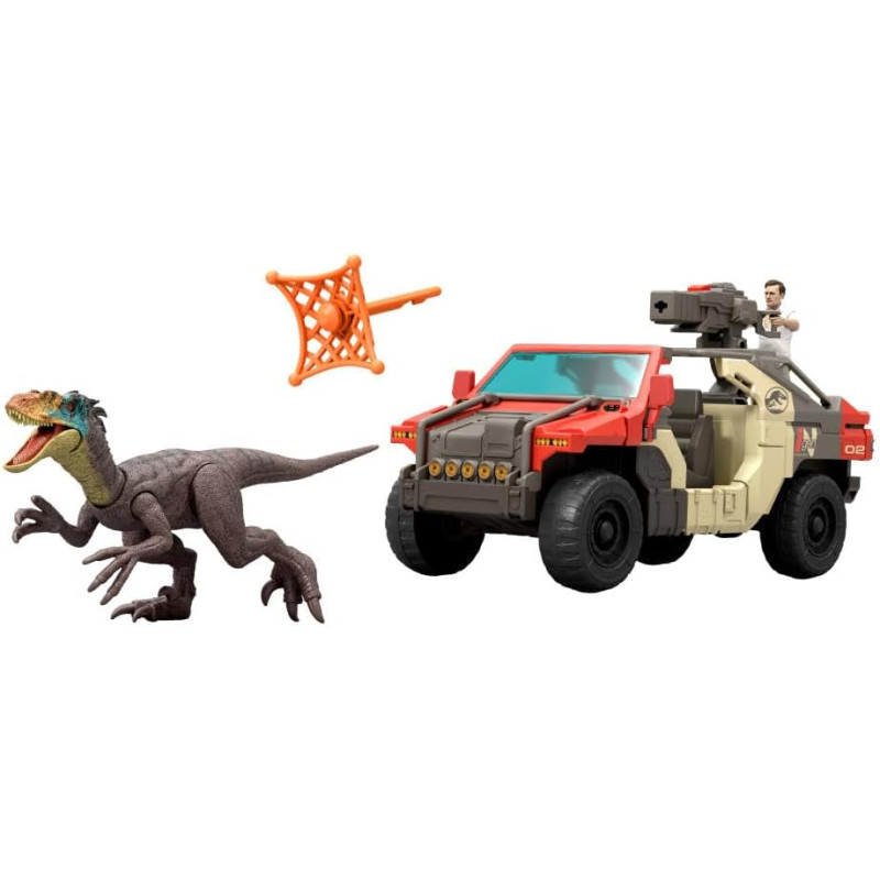 Ігровий набір машинка з динозавром Mattel Jurassic World Launch N Battle Truck Martin Krebs Figure Raptor
