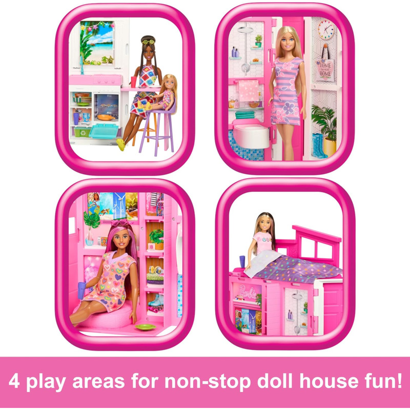 Ігровий набір Барбі Barbie Doll House Playset  Getaway House with 4 Play Areas Including Kitchen HRJ76