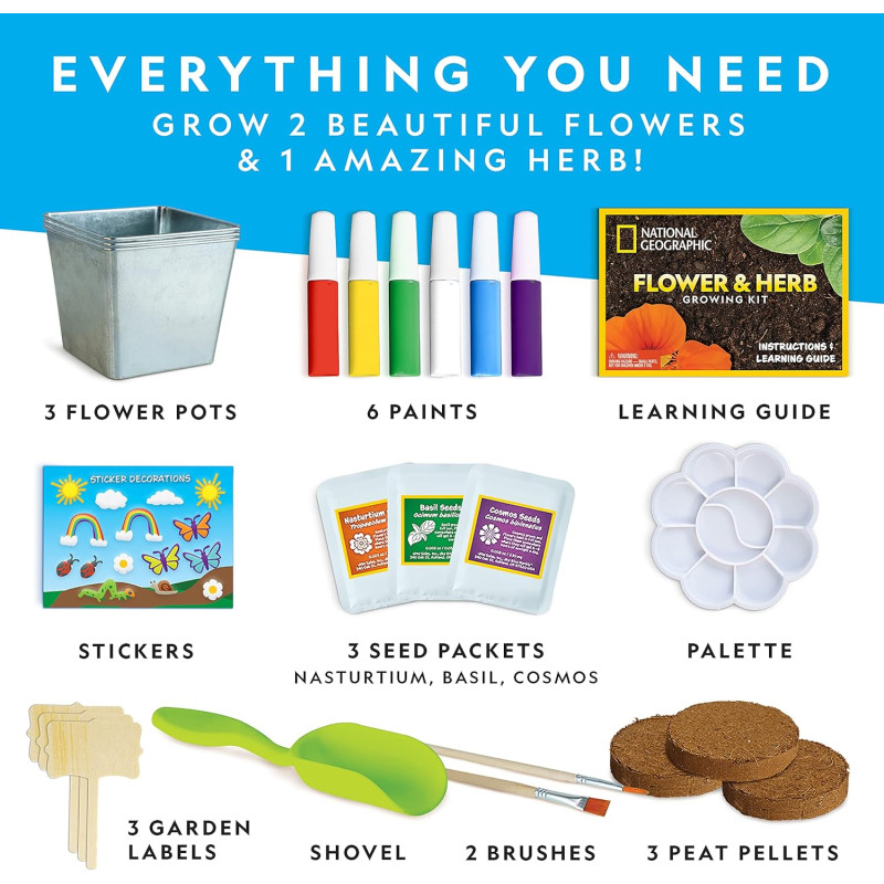 Набір STEM для вирощування квітів та трав National Geographic Flower Herb Gardening Kit