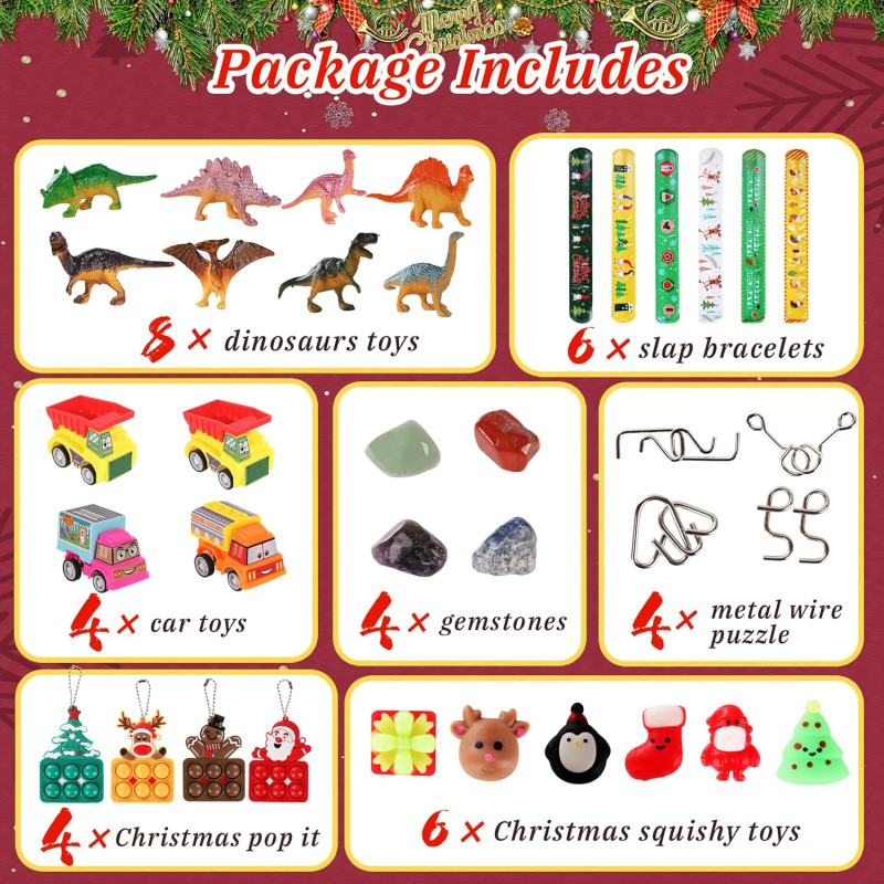 Різдвяний Адвент календар 2024 Fidget Advent Calendar 128PCS Bulk Christmas Party XT-44