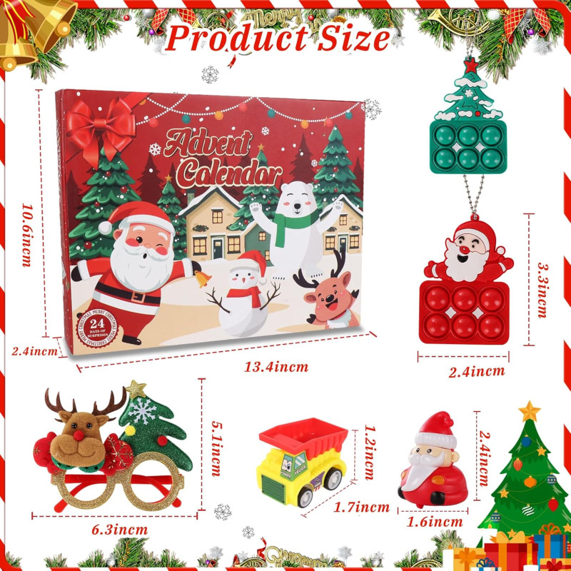 Різдвяний Адвент календар 2024 Fidget Advent Calendar 128PCS Bulk Christmas Party XT-44