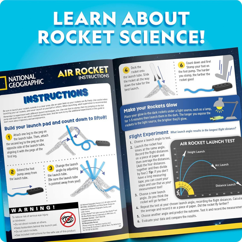 Набір STEM пускова установка для повітряних ракет National Geographic Air Rocket Launcher Toy