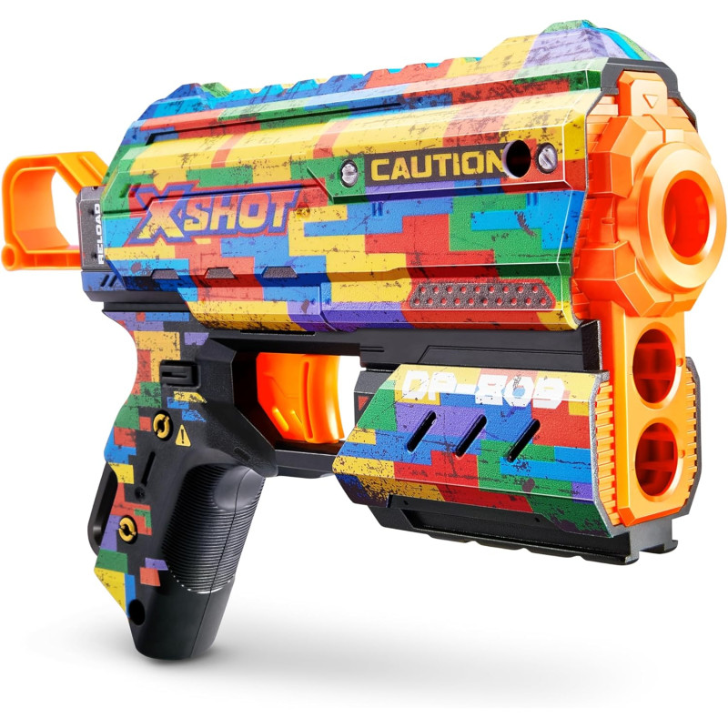 Скорострільний бластер XSHOT Skins Flux Blaster with 16 Darts Striper Skin 2 Pack by ZURU