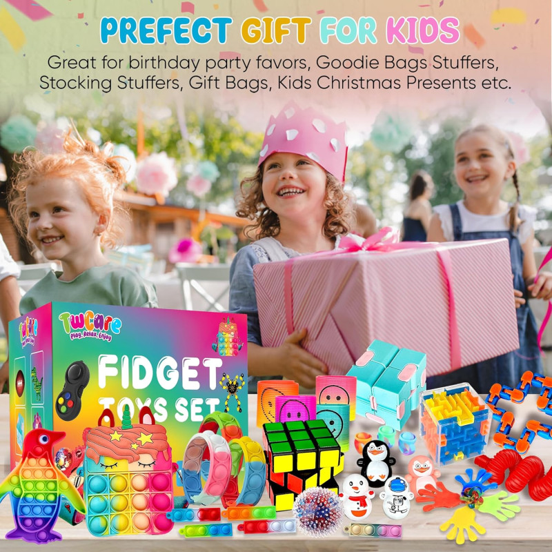 Розвиваючий ігровий набір іграшки Антистрес 120 Pcs Fidget Toys Pack Pop Sensory Party