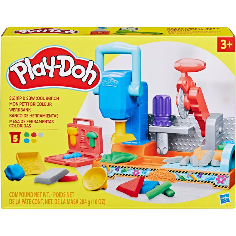 Набір для ліплення Іграшковий верстат з інструментами та штампами Play Doh Stamp Saw Tool Bench Playset