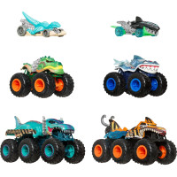Іграшкові машинки та вантажівки монстри Hot Wheels Cars Monster Trucks Sharks vs Dinos Multipack JGD68