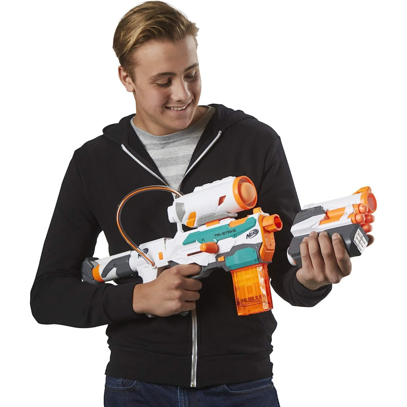 Бластер Нерф Модулус Тристрайк Nerf Modulus Tri-Strike Blaster Mega Barrel B5577F07