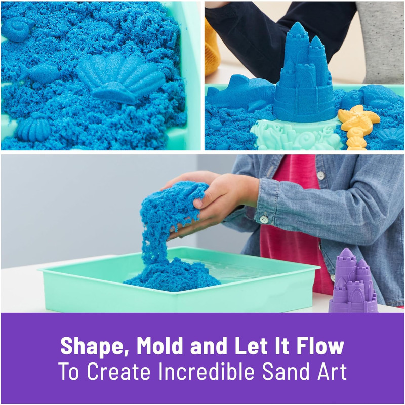 Кінетичний пісок синій з лотком 454 г Kinetic Sand Sandbox Set 1lb Blue Play Sand